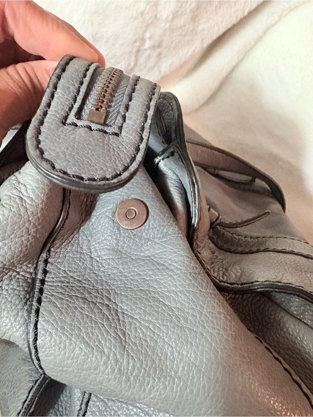 Liebeskind Gray Leather Double-Handle Satchel